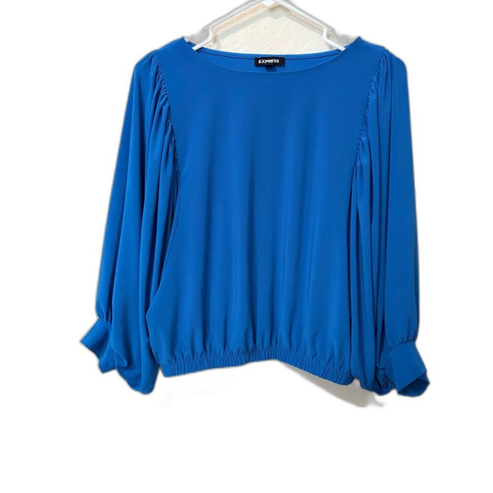 Express Blue Balloon Sleeve Blouse Size XS Oversized